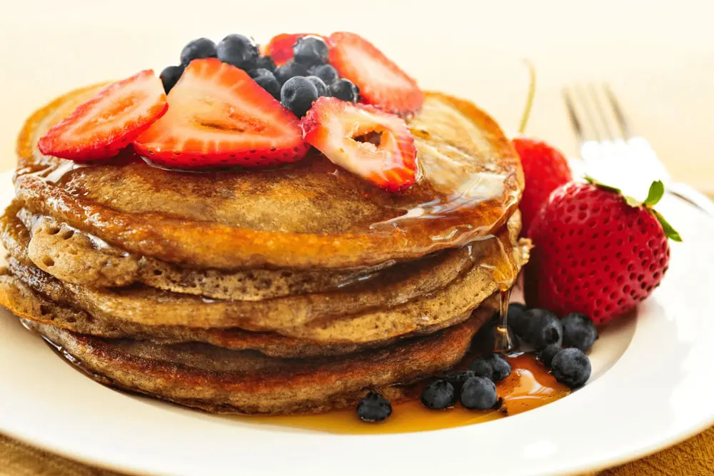 Gluten-Free Strawberry Pancakes with Ice Cream - recipe from Nolan's Bakery and Eatery